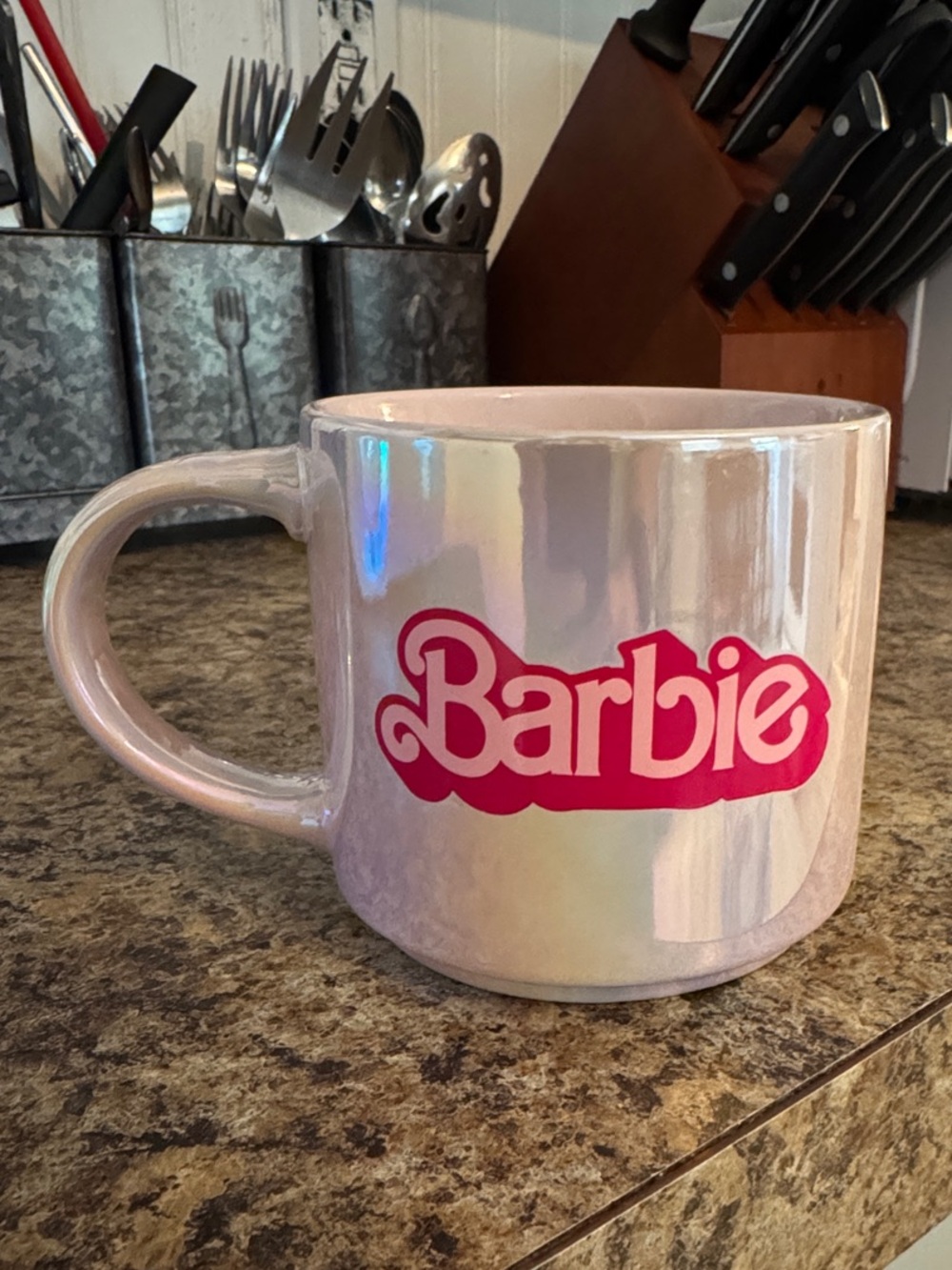 Barbie Pink Iridescent Logo Mug